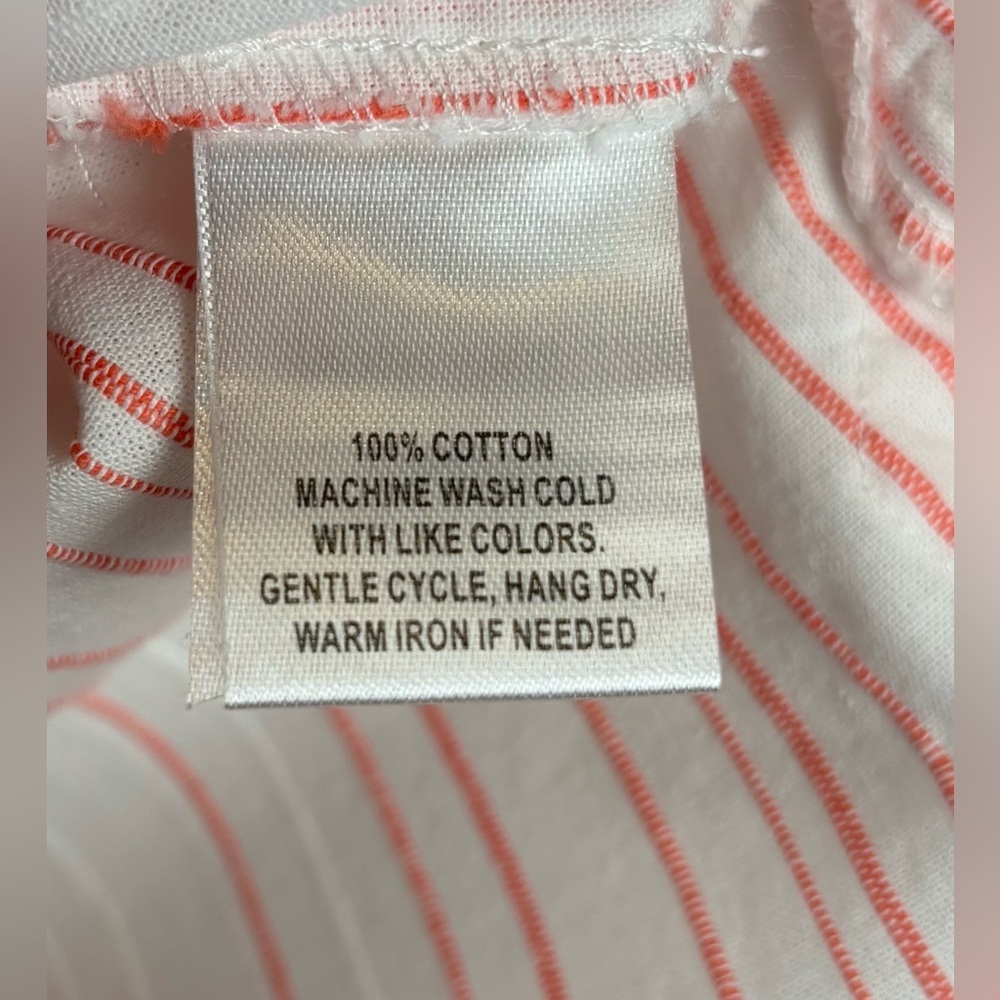 UNTUCKit Durfort Womens Large Striped‎ Cotton Tunic Top Orange White 1027 - Picture 4 of 6